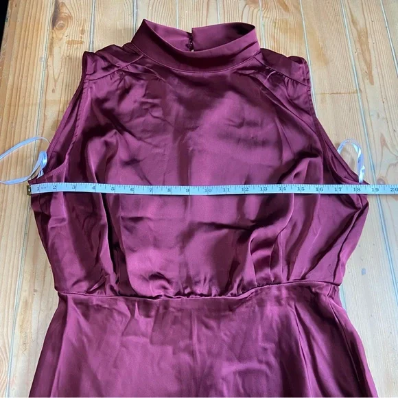 NWOT Lulus Classic Elegance Plum Chiffon Sleeveless Mock Neck Maxi Dress - Picture 3 of 10